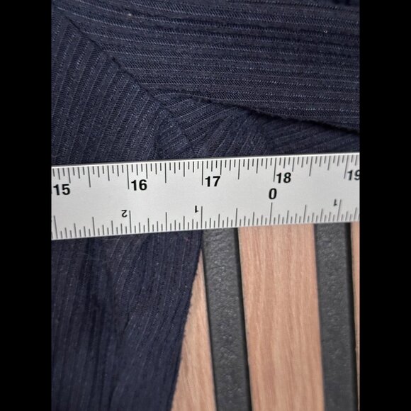 Nation LTD Polo Shirt Large Womens Blue Navy Long Sleeve Ribbed Modal Stretch - Picture 3 of 7